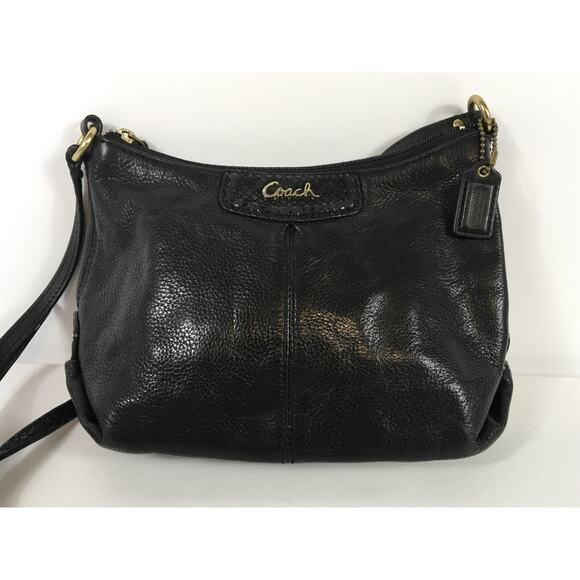 Coach Ashley Women’s Black Pebbled Leather Snake Embossed Medium Crossbody - Picture 2 of 12